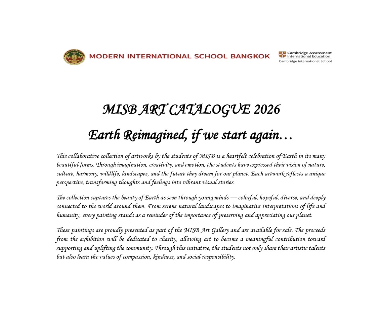 MISB Students Collaborative Artwork Catalogue 2025-26