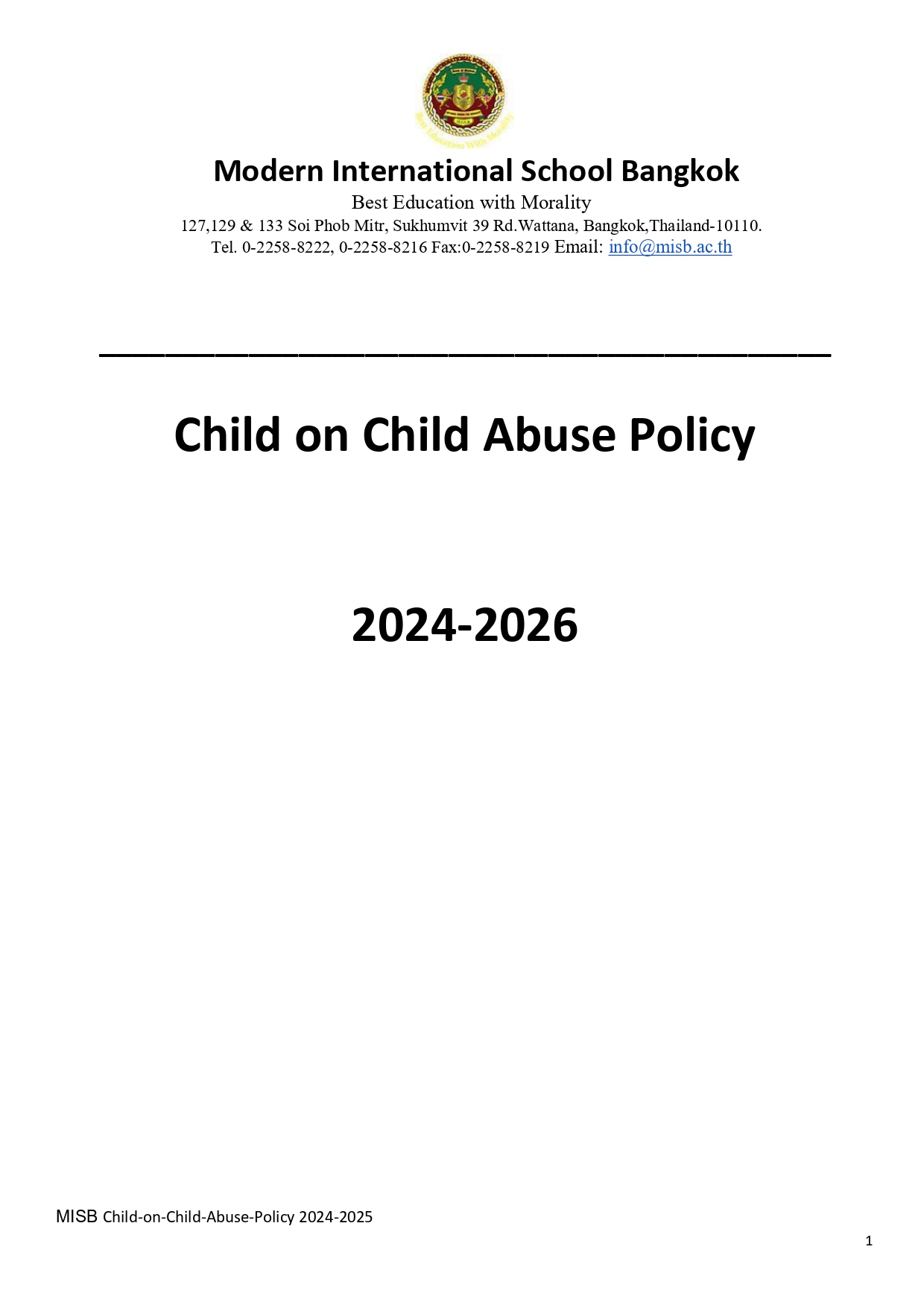 Child on Child Abuse Policy page 0001