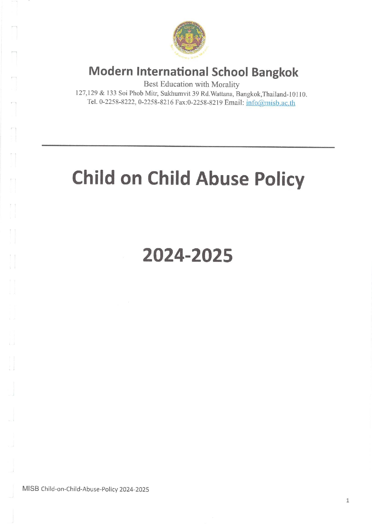 Child on Child Abuse Policy page 0001