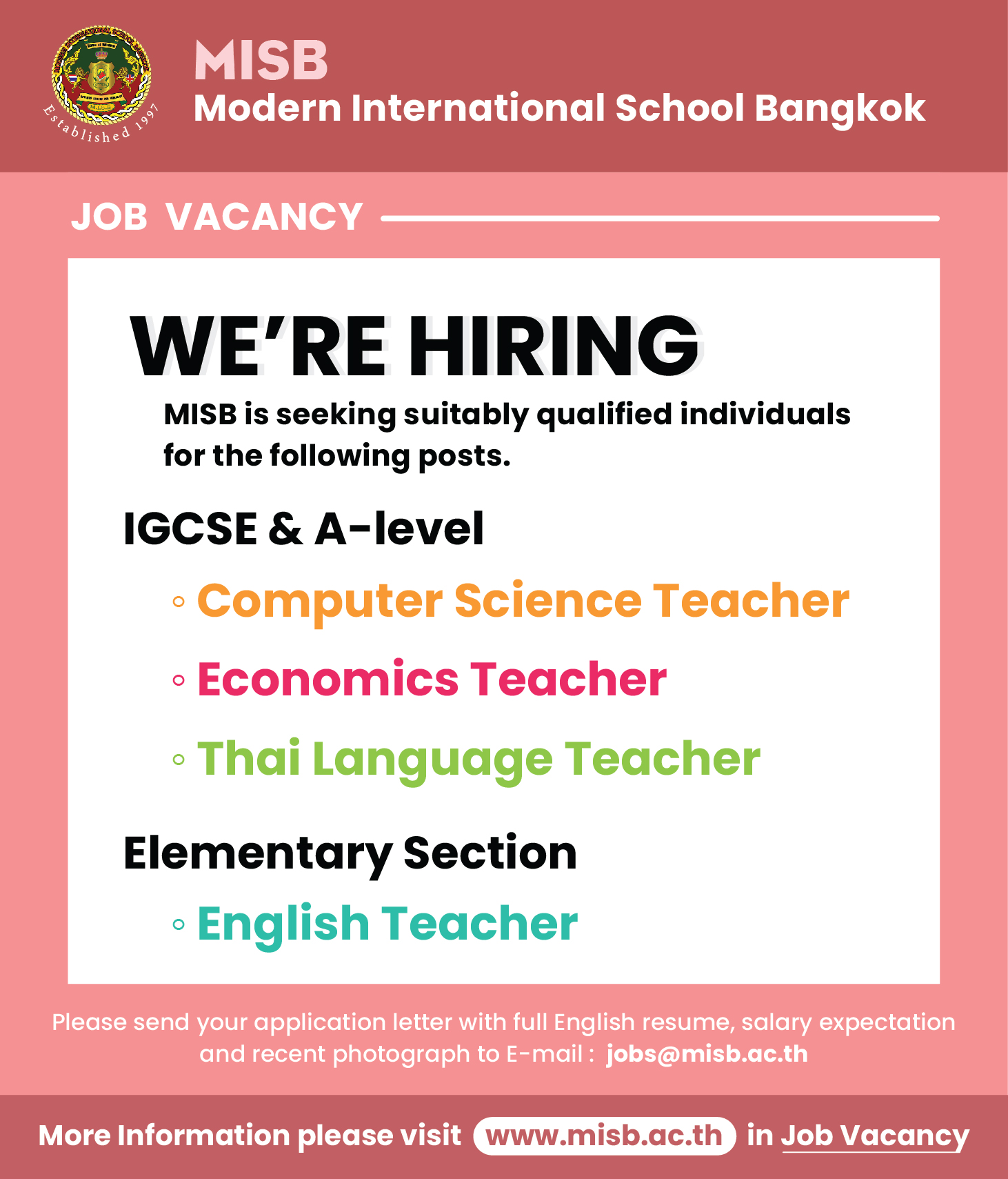 MISB Jobs Vacancy 6Jun 01