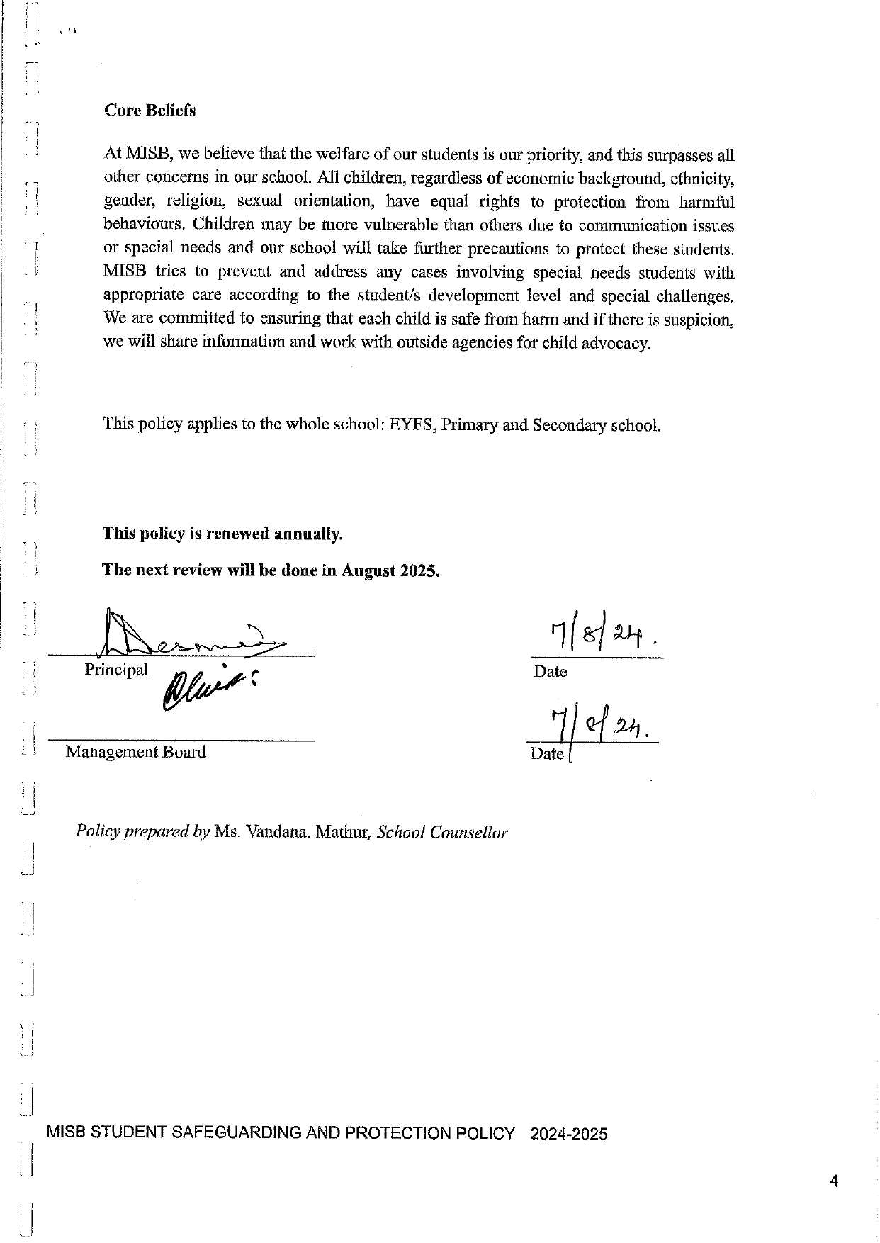 MISB Student Safeguarding and Protection Policy 2024 2025 page 0004