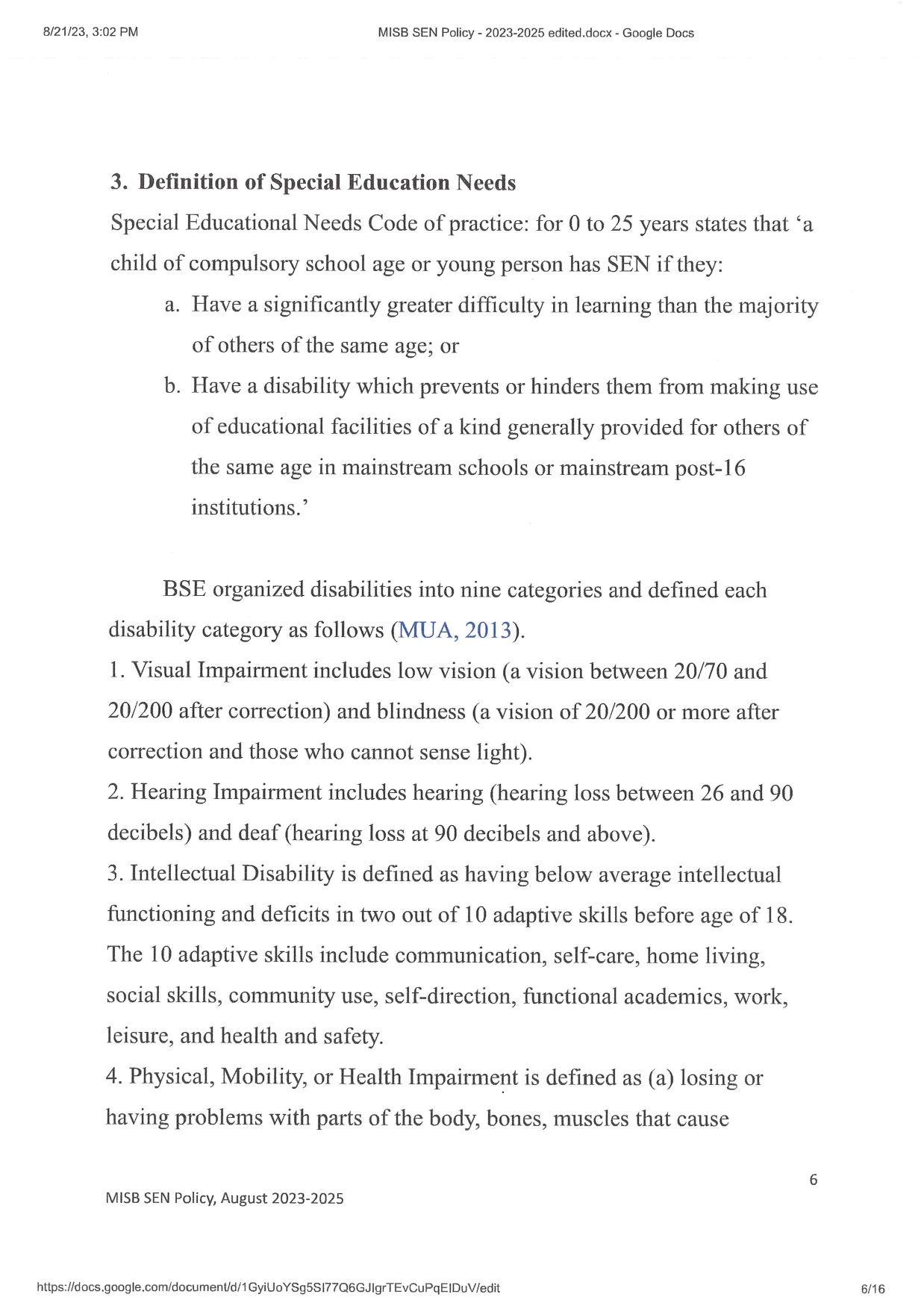 Special Educational Needs SEN Policy 2023 2025 page 0006